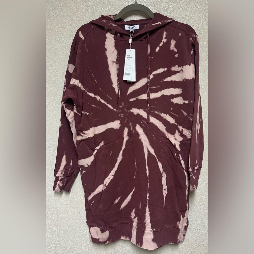 NWT 525 America Long Tie-Dye Hoodie in Wildberry Multi - Size Small MSRP $96
